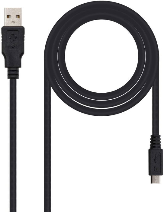 Nanocable 10.01.0503 Cable USB 2.0 de 3m, USB A a Micro-USB B, Negro
